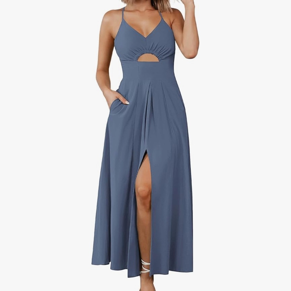 Btfbm peek a boo  Blue Sleeveless Maxi Dress